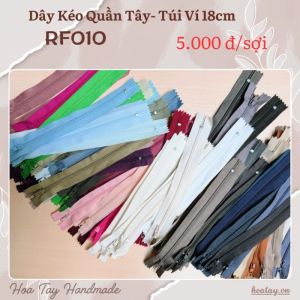 Dây kéo quần tây - túi ví 18cm RF010- Phụ kiện lý tưởng cho đồ thủ công handmade