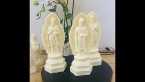 Tượng Phật Tây Phương Tam Thánh lá đề chất liệu đá nhân tạo size 20cm nhập khẩu làng nghề đúc tượng mỹ nghệ Đài Loan