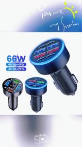 Bộ Sạc Xe Hơi 66W 8/6 Cổng Sạc Nhanh USB Type C PD QC3.0 Cho iPhone Samsung Huawei Xiaomi - Bộ Sạc Điện Thoại Trên Xe Hơi