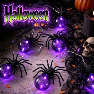 Halloween Spider String Light Battery Box Powered Outdoor Horror Decoration for Holiday Garden Yard Terrace Haunted House Decor