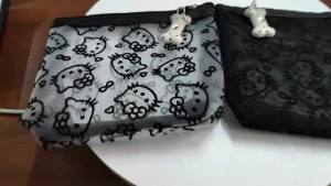 Sanrio | New Model Hello Kitty Cat Mesh Print Travel Cosmetic Bag Transparent Portable Multi‑purpose Storage Pouch Surprise Gift for Lady
