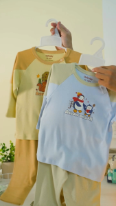 Bộ dài tay thu đông Little Woods Asbaby vải petit cotton rayon cho bé từ 9 tháng - 7 tuổi