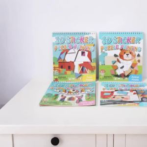 3D Geometry Collage Sticker Book Handmade Cartoon Animal Traffic Sticker Puzzle Toys Enhance Focus Training Enlightenment Gifts