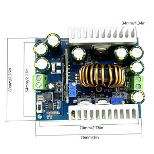 Ziqqucu | Adjustable Step Down Voltage Regulator Module 500W CC CV DC 12-95V to 1.5-90V Constant Current Buck Converter