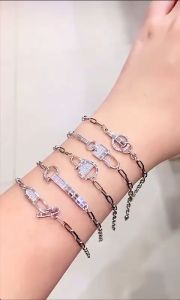 Gelang emas asli kadar 75 17k whitegold set variasi putih solitaire paperclip nori peniti keylock rantai tangan