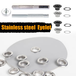 100 sets of stainless steel  eyelets with a tool for canvas holes clothes handbag 5mm/6mm inner diameters