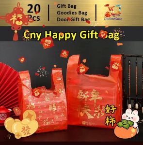 Cute Gift Bag [20pcs] Goodies Bag Door Gift Chinse New Year Party (126) Lucky Happy New Year Red Thickened Plastic Bag