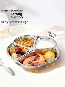 BAICHANG | Non-slip Sectioned Feeding Plate Stainless Steel
