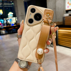 Huawei Pura80 P70Pro P60 P50 P40 Ultra Womens Fashionable Leather Strap Wave Pattern Full Cover Protective Case