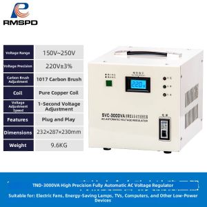 Shanghai Peoples Single-Phase Voltage Stabilizer 3000W Computer Automatic Home Use 220V Adjustable Voltage Regulator
