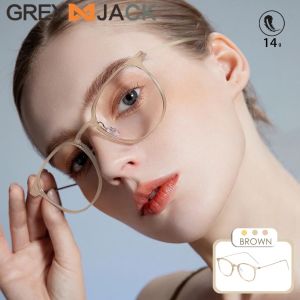 Grey Jack Frame Kacamata Kotak Unik Simple Kekinian TR90+METAL Bisa Minus Antiradiasi/Blueray/Photocromic/Bluecromic 8043