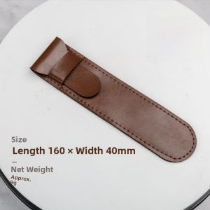 Portable Business PU Leather Pen Case Simple Monochrome Flip Cover Storage Bag Single Piece Name Engraving Logo Embossed