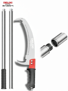 DELIXI Electric | High Reach Telescopic Pole Pruning Saw for Cutting High Branches and Bushes with Safety Lock and Durable Construction for Gardening Tools