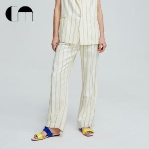 Comfortable High Waist Cone Pants Designer Simple Stripe West Pants Long Leisure Trousers for Young Women in Their 20s