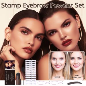 Eyebrow Stamp Stencil Kit Head-mounted Eyebrow Card Long Lasting Eyebrow Powder Reusable Stencils Brushes