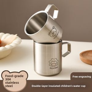 ZHANDONG | Food Grade 304 Stainless Steel Double Layer Water Cup Learning Sippy Cup