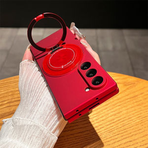 Ultra-Thin Skin-Friendly Frosted Vanadium Ring Case for Samsung ZFold6 Phone Shell Foldable Screen Anti-Fall Rotating Stand Wireless Magnetic Charging Protection Cover