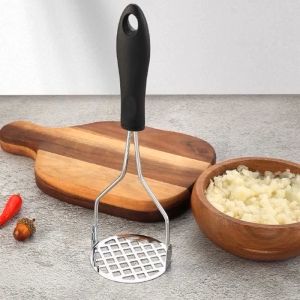 Potato Vegetable Masher Salad Kitchen Utensils Heavy Duty Stainless Steel Plastic Wooden Handle