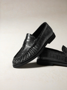 Belle | Leather Slip-On Loafers with Seagull Creases