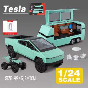 LEO 1:24 Tesla Cybertruck Trailer‌ Diecast Model Car Alloy Cars Toys Collection Gift For Kids Boy Girl