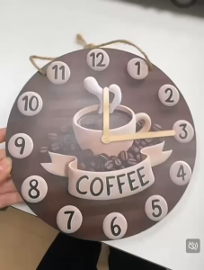 Wooden Coffee Clock Wall Decor - Vintage Coffee Bean Shaped Hanging Ornament for Kitchen Cafe Home