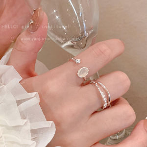 Elegant Adjustable Silver Moonstone Ring for Women Simple Design Luxury Feel Finger Ring Fashionable Jewelry Accessory