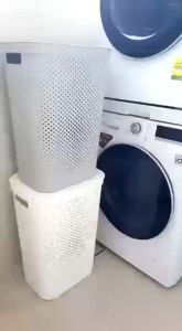 45L/60L Laundry Basket Rattan Basket Japanese With Cover Dirty Clothes Basket Plastic