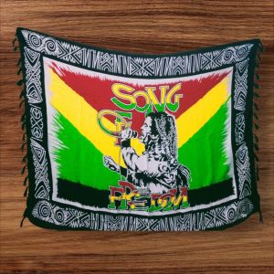 KAIN PANTAI MOTIF BOB MARLEY/KAIN BALI MOTIF SONG OF FREEDOM/KAIN BALI BAHAN RAYON PJ 150 X LB 110 CM