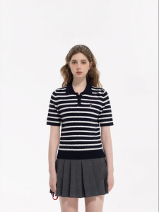 New Classic Striped Short Sleeve Polo Fit Knitwear