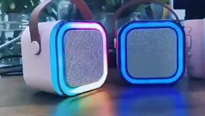 Mini Kawaii RGB Speaker With 1 To 2 Microphone Musical Instrument Livestreaming Rechargeable Speaker K12