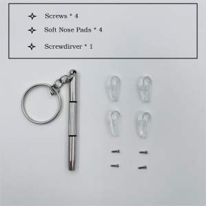 Repair Kit For spectacle Accesories for Eyeglasses screw /nose pads/Key chain screwdriver/ microfiber cloths for spectacle spekmata cangkuk