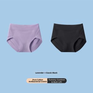 MsPai | Tummy Shaping and Butt Lifting Antibacterial Cotton Mid-Waist Briefs