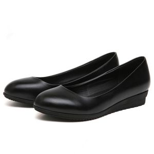 ใหม่ สีดำ รองเท้าทํางานแบนนิ้วเท้ากลมสําหรับผู้หญิง สไตล์เกาหลี รองเท้าสํานักงานโรงแรม หลากหลาย ส้นต่ําสวมใส่ง่ายแฟชั่นรองเท้าเดียว