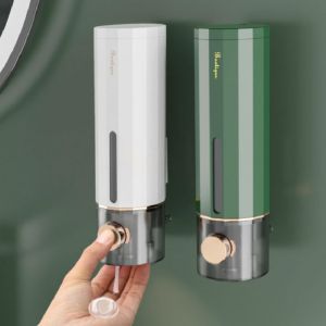 Manual Wall Mounted Bathroom Liquid Dispenser Sabun 450ml Sabun Cuci Tangan Tipe Tekan Yang Dipasang Di Dinding Tanpa Lubang Pada Dispenser Sabun Rumah