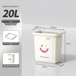 Large Capacity Open Top Square Kitchen Trash Can