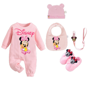 Disney | New Cute Baby Bib Baby Bib Cotton Baby Crawling Suit for Children Girls Baby Bib Cuddly Hat Baby Shoes Baby Soothing Clip