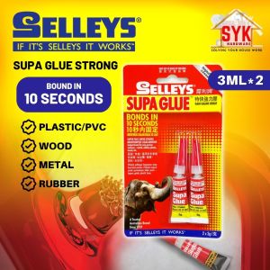 SYK Selleys Supa Glue 3ml x 2 Super Glue Strong Adhesive Glue Multipurpose Glue For Repair Gam Gajah