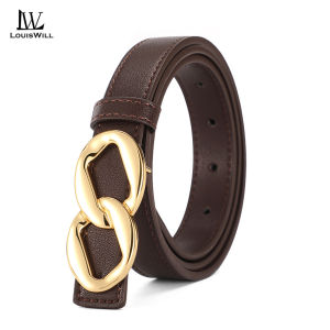 LouisWill Fashion Women Belts Retro Belt Elegant Slim Belt Soft Second-layer Cow Leather Belt Adjustable Girls Ladies Long Straps Waistbands Dress Coat Alloy Buckle Leisure Belt