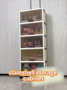 Hearra Foldable Visual Plastic Storage Cabinet With Flip Drawer Top Storage Box Baby Clothes Toys Wardrobe