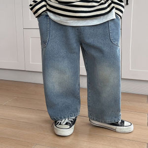 IENENS Kids Boy Casual Jeans Wide Leg Straight Denim Pants For 3-6 Years