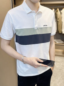 Áo Thun Polo Nam Tay Ngắn Mùa Hè 2025 Mới Có Cổ Tay Ngắn Sọc Mát Mẻ Thời Trang Công Sở Cotton Polyester Co Giãn