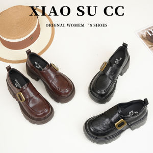 ส่งจากกรุงเทพ ของแท้ 100%😍คุณภาพดีที่สุด！ราคาถูกที่สุดรองเท้าโลฟเฟอร์ส้นหนาสำหรับผู้หญิง รองเท้าแมรี่เจน สีดำและสีน้ำตาล คลาสสิค อเนกประสงค์สำหรับคนตัวเล็ก เสริมเรียวขาและโชว์เรียวขา สวมใส่ได้ยาวนานไม่เมื่อย อเนกประสงค์กับทุกสไตล์