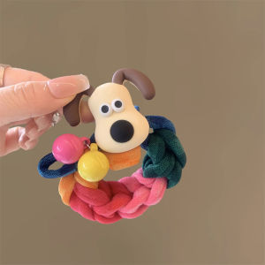 New Cute Dog Rainbow Rubber Band Womens Tie Hair Rope High Elastic  Durable Headrope