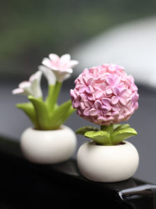 2024 New Mini Flower Pot Car Decoration Resin Simulation Cartoon Small Flower Sprite Potted Plant Decorative Center Console Display