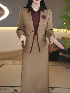 Luxurious Small Fragrance Style Dress Set for Women Spring Autumn Fashion High Quality Polyester Spandex Formal Wedding Guest Outfit