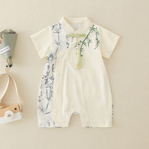 6-December Baby Summer Clothes Chinese Short Sleeve Han Dynasty Jumpsuit First Month Old 100 Days Old Baby Clothes Summer Outwear