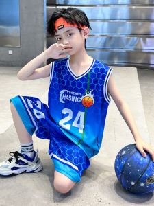 Boys Basketball Uniform Set Quick Dry Number 24 Kobe Basketball Jersey Kids Summer Sports Wear Elementary School Team Outfit