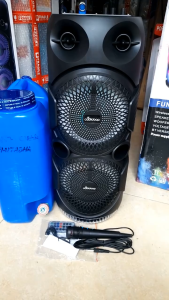 3000W Double Big Size Portable Bluetooth Karaoke Speaker with adjustable Bass and Treble FREE Wired Microphone FREE Remote FREE Cord Charger FM Radio AUX-IN USB Playback 8805