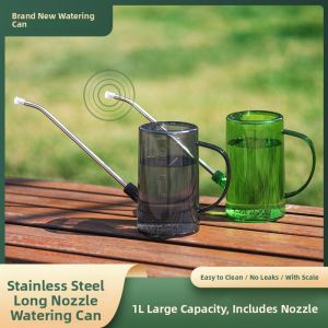 Stainless Steel Long Mouth Watering Can for Gardening Flower Pot Irrigation Transparent Large Capacity Sprayer Home Use