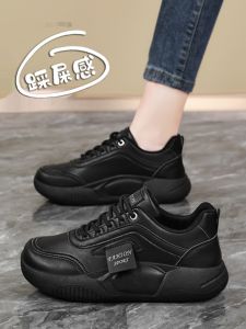 Black Leather Womens Shoes Comfortable Sporty Work Kitchen Footwear Soft Bottom Slip-On Casual Fashion Footwear